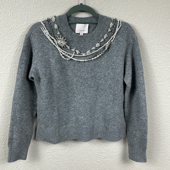 NWT Cinq a Sept Necklace Detail Lilliana Pullover Sweater Wool Blend XXS - Picture 6 of 15